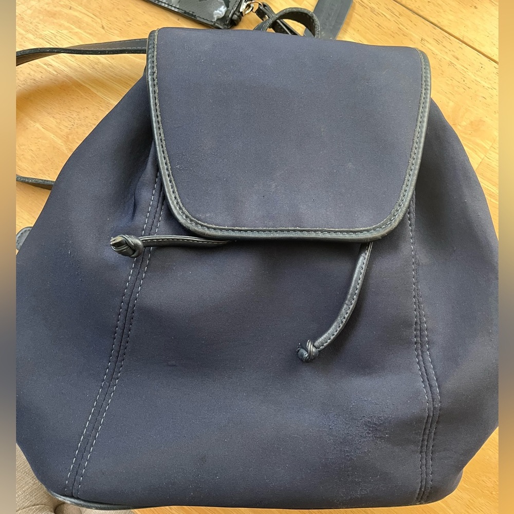 Coach navy with Leather trim mini Backpack - Picture 2 of 11